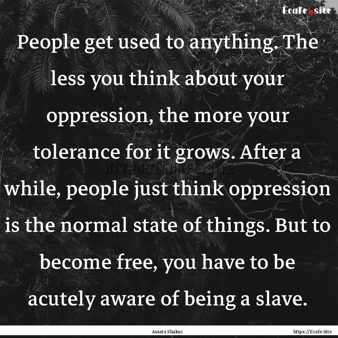 People get used to anything. The less you.... : Quote by Assata Shakur