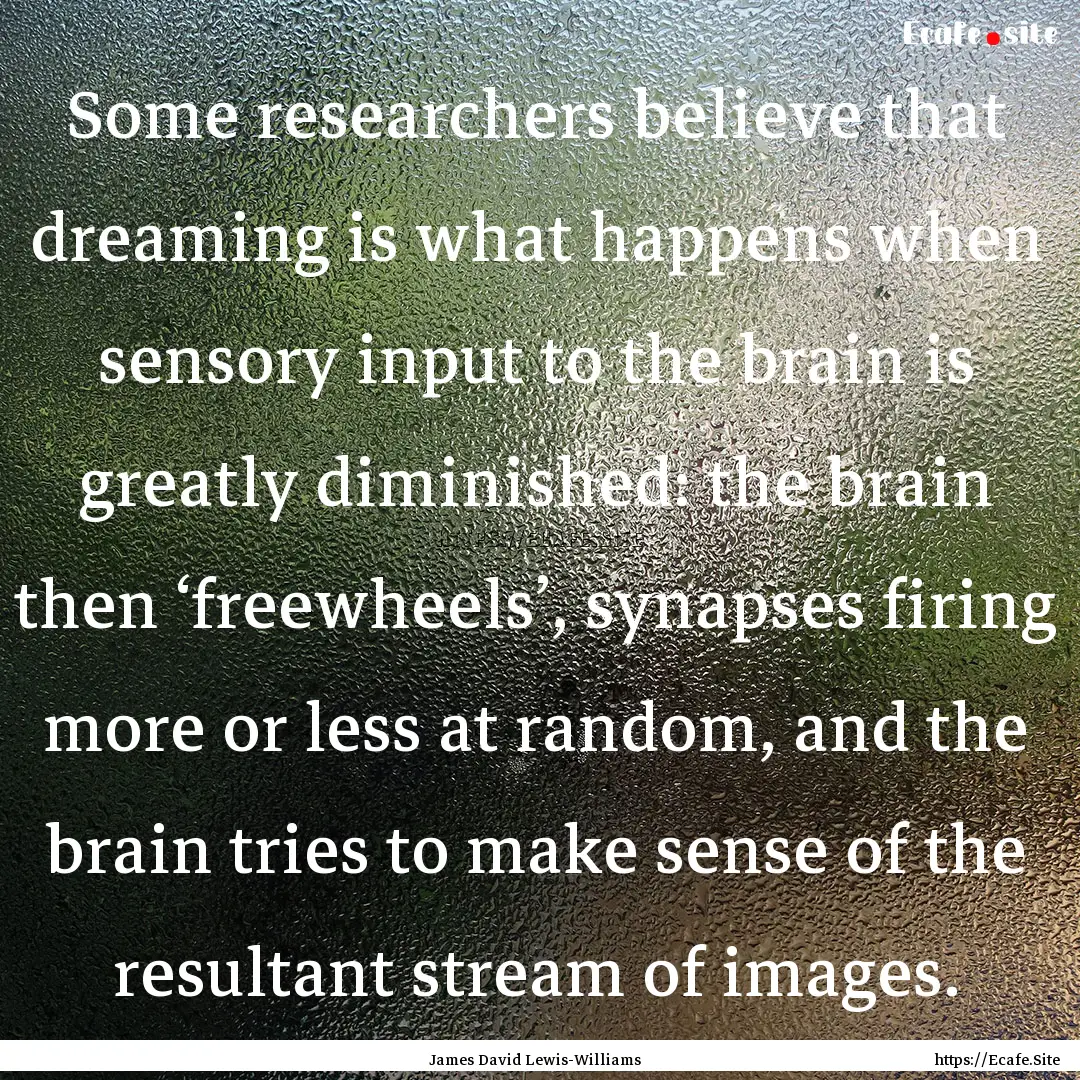 Some researchers believe that dreaming is.... : Quote by James David Lewis-Williams