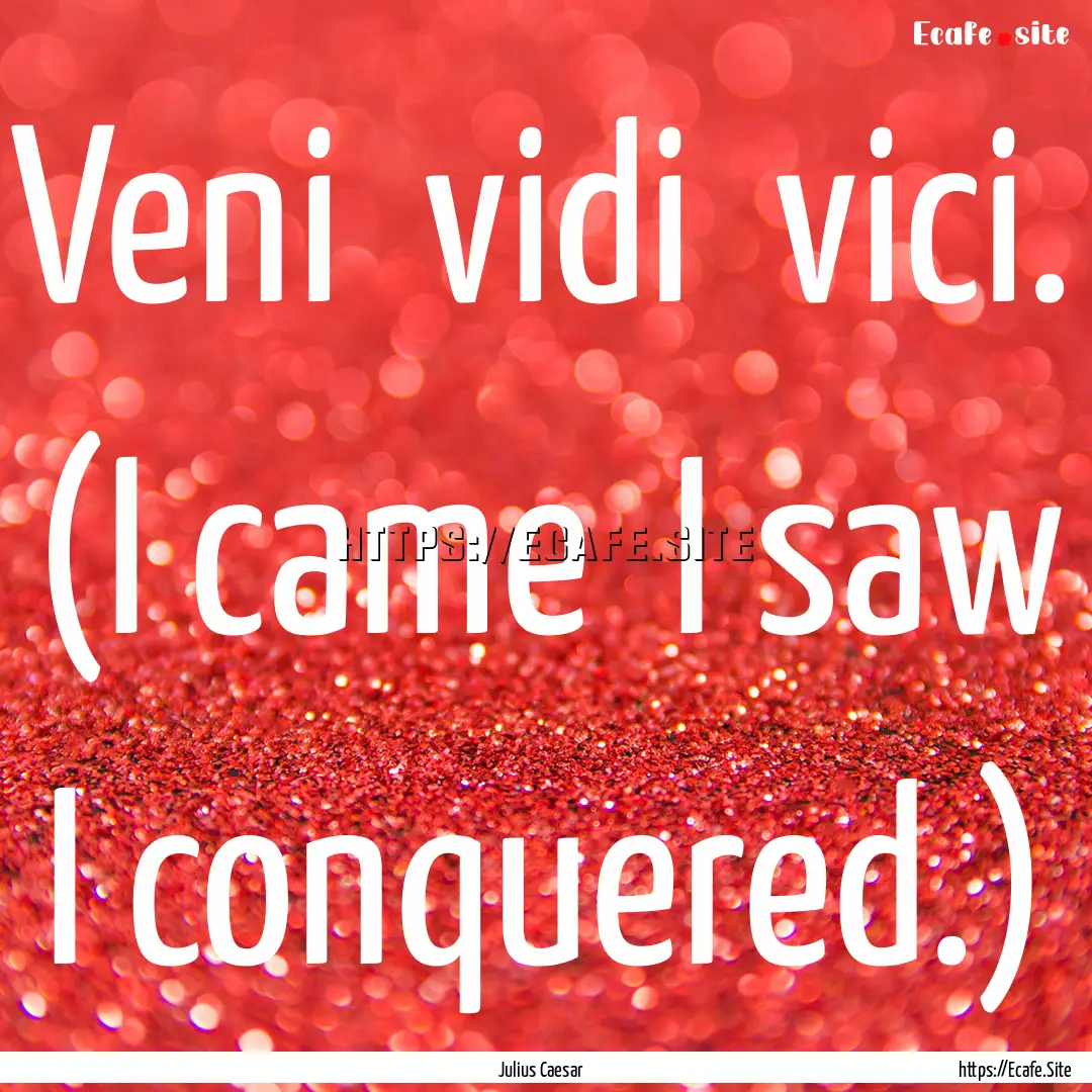 Veni vidi vici. (I came I saw I conquered.).... : Quote by Julius Caesar