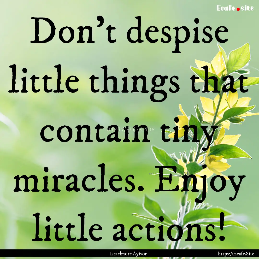 Don’t despise little things that contain.... : Quote by Israelmore Ayivor