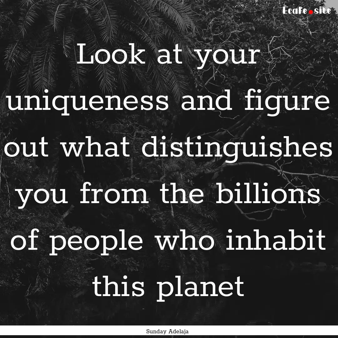 Look at your uniqueness and figure out what.... : Quote by Sunday Adelaja