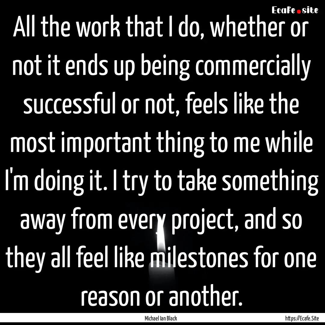 All the work that I do, whether or not it.... : Quote by Michael Ian Black