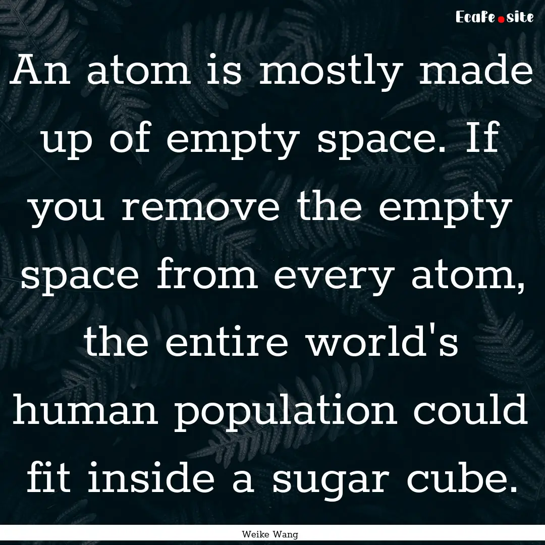 An atom is mostly made up of empty space..... : Quote by Weike Wang