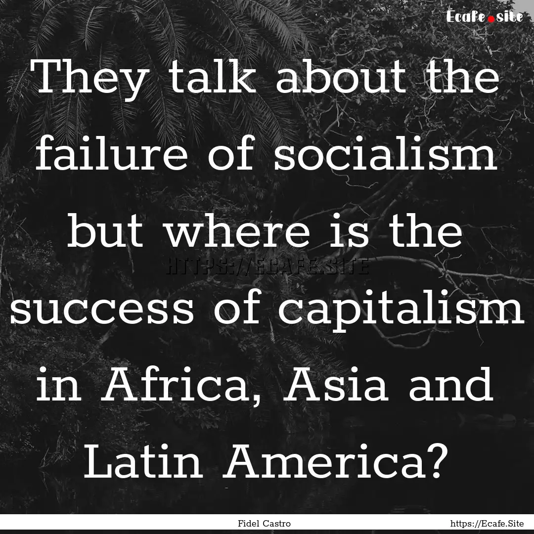 They talk about the failure of socialism.... : Quote by Fidel Castro