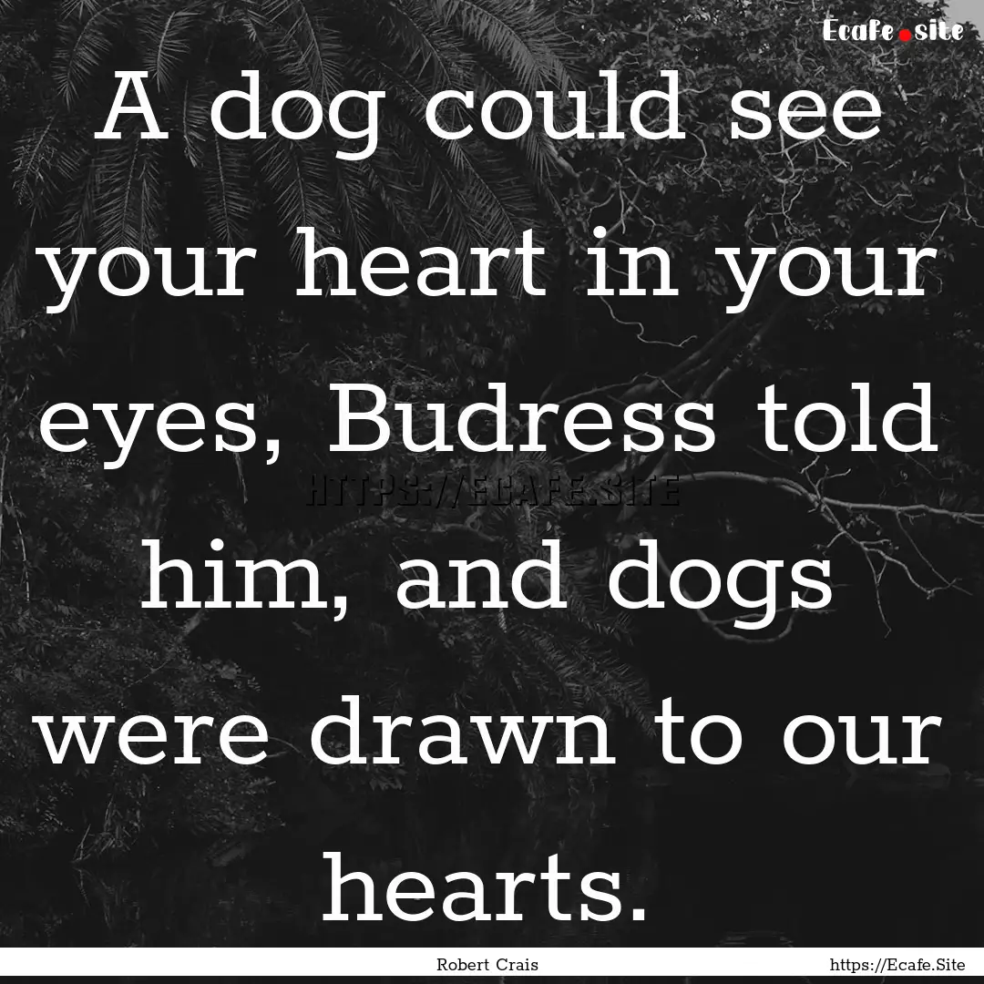 A dog could see your heart in your eyes,.... : Quote by Robert Crais