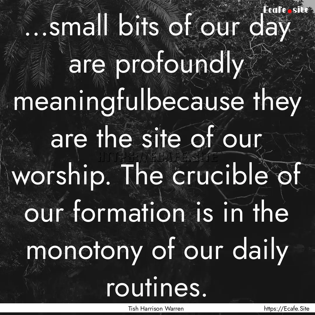 ...small bits of our day are profoundly meaningfulbecause.... : Quote by Tish Harrison Warren