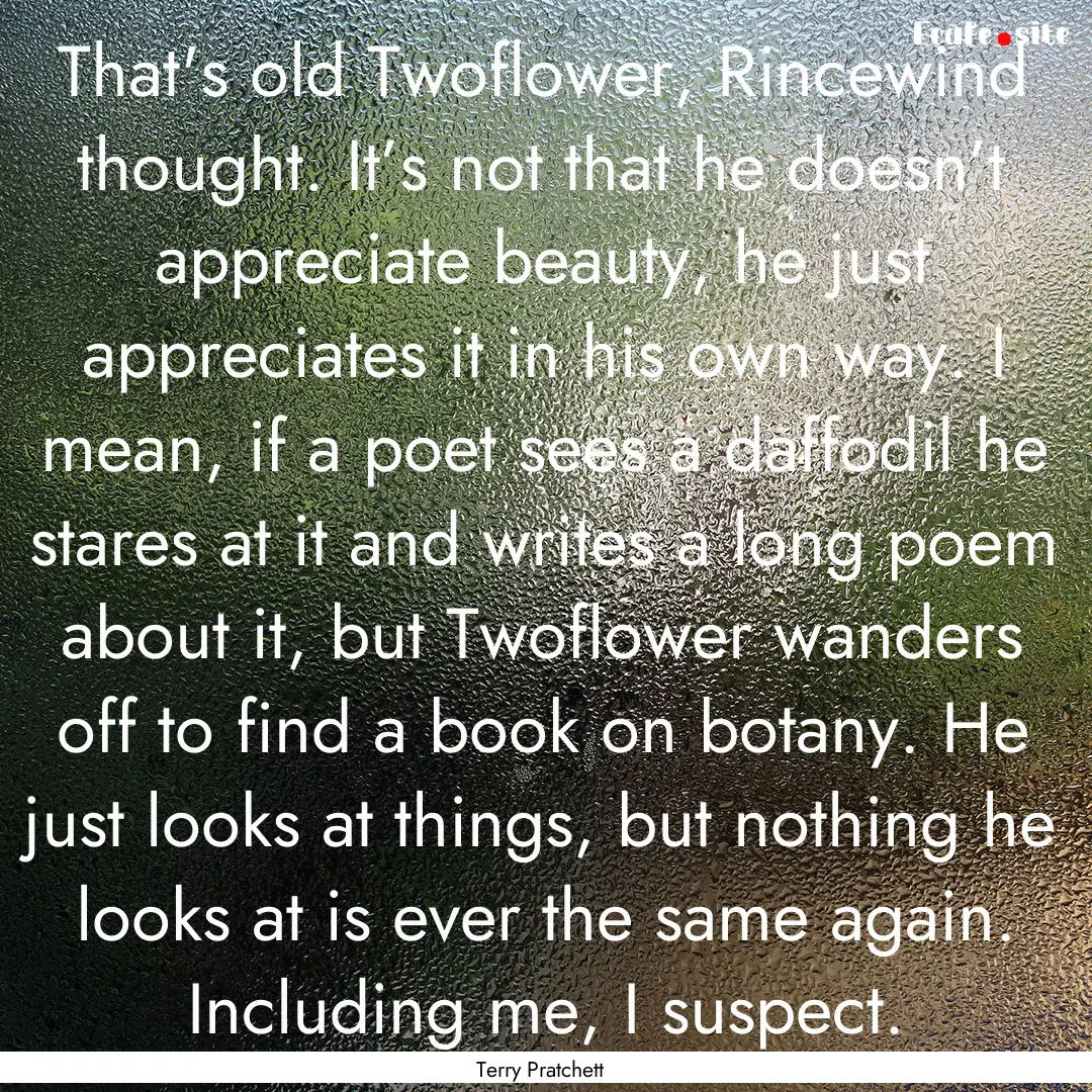 That's old Twoflower, Rincewind thought..... : Quote by Terry Pratchett