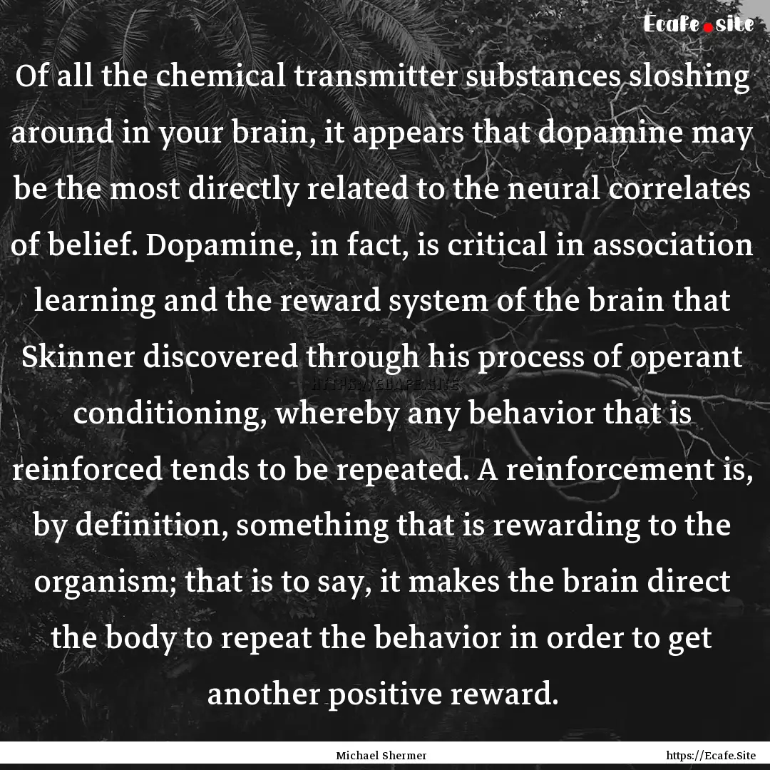 Of all the chemical transmitter substances.... : Quote by Michael Shermer