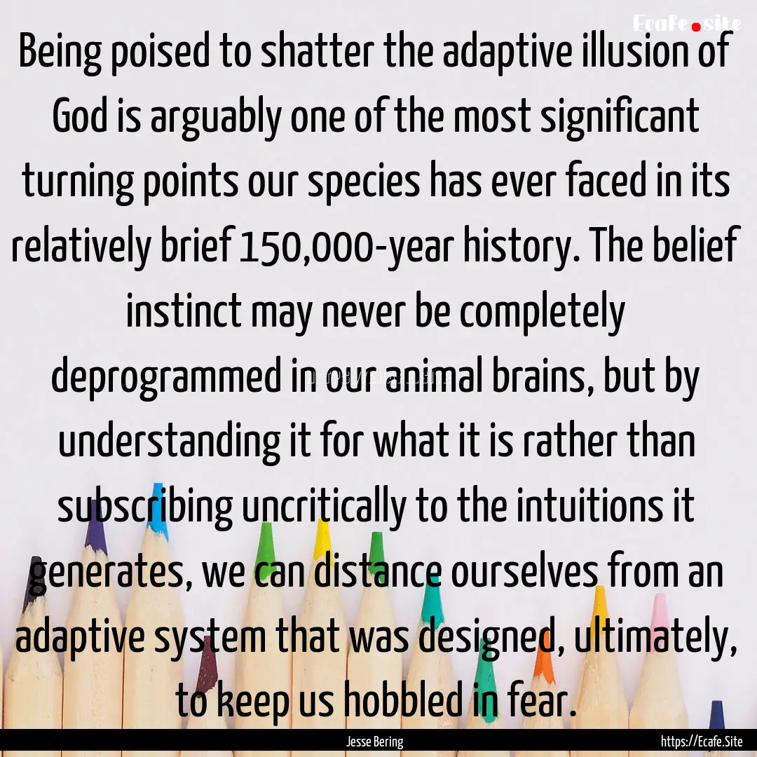 Being poised to shatter the adaptive illusion.... : Quote by Jesse Bering