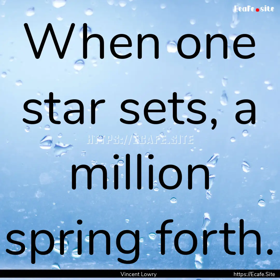 When one star sets, a million spring forth..... : Quote by Vincent Lowry