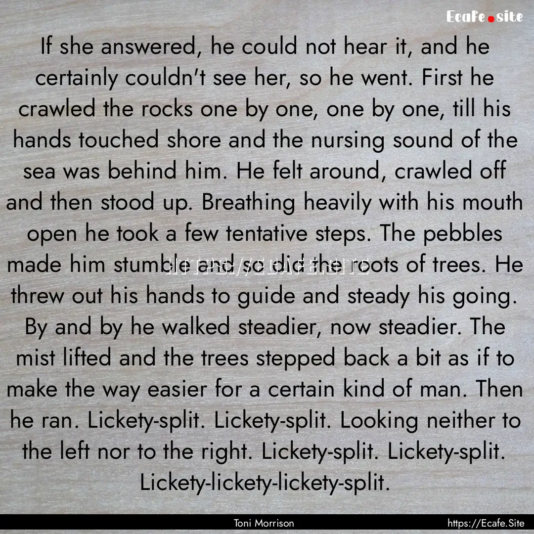 If she answered, he could not hear it, and.... : Quote by Toni Morrison