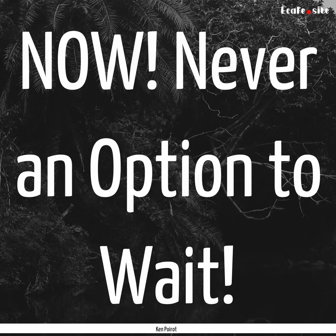 NOW! Never an Option to Wait! : Quote by Ken Poirot