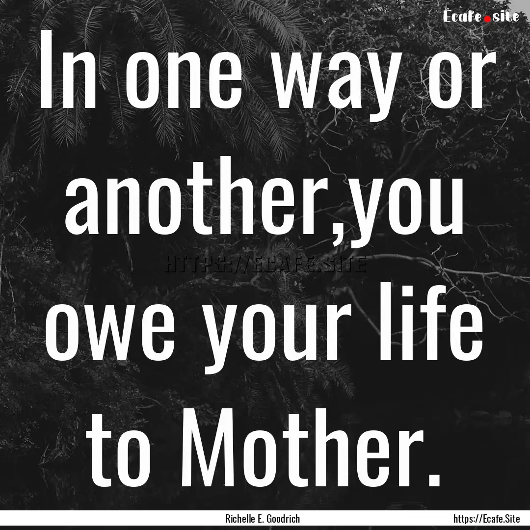 In one way or another,you owe your life to.... : Quote by Richelle E. Goodrich