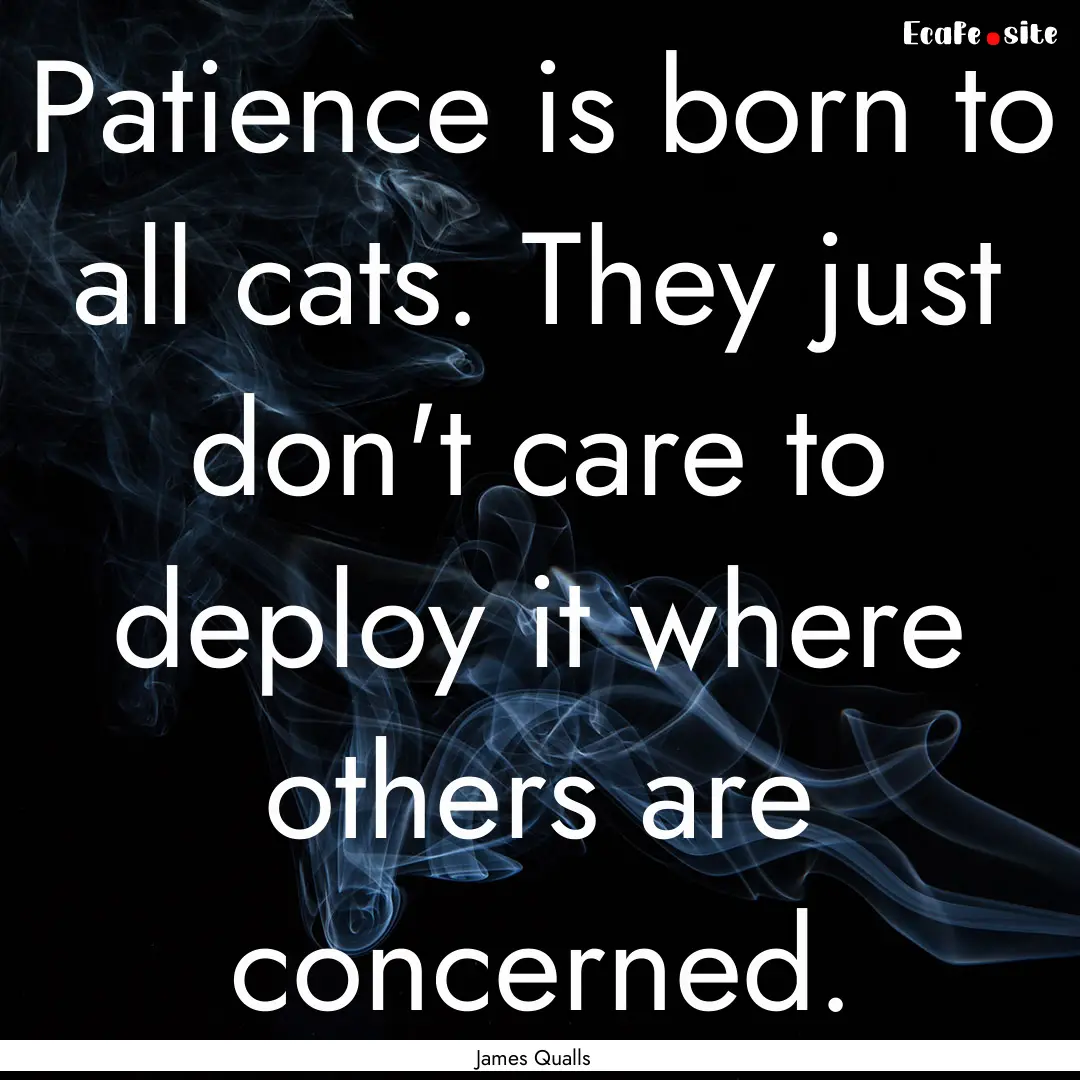 Patience is born to all cats. They just don't.... : Quote by James Qualls