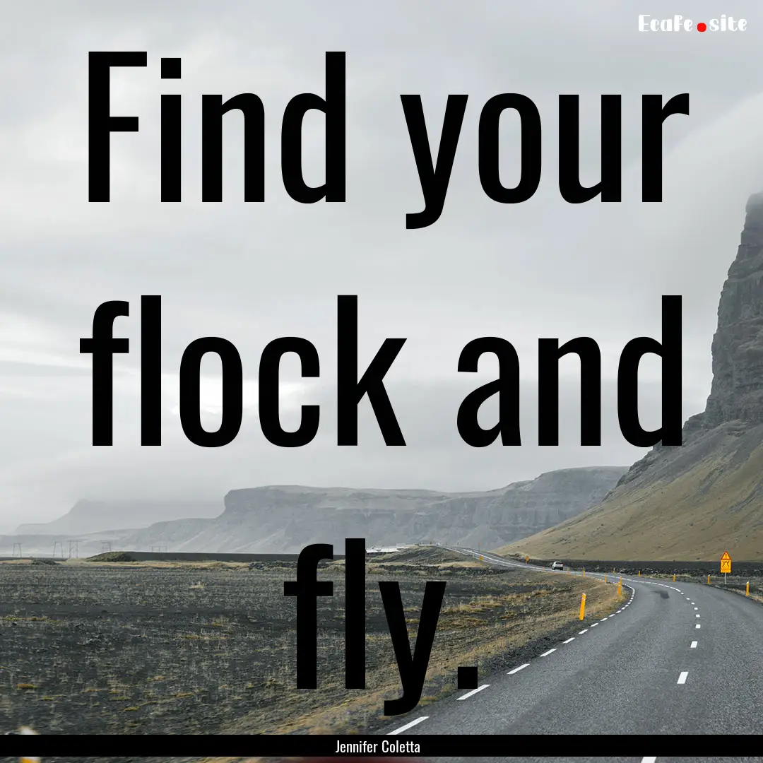 Find your flock and fly. : Quote by Jennifer Coletta