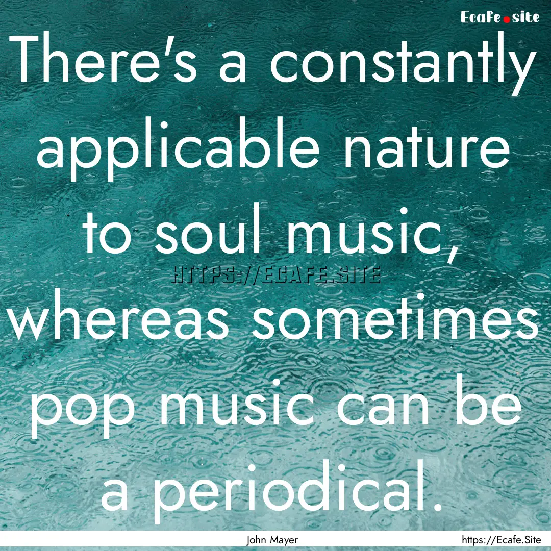 There's a constantly applicable nature to.... : Quote by John Mayer