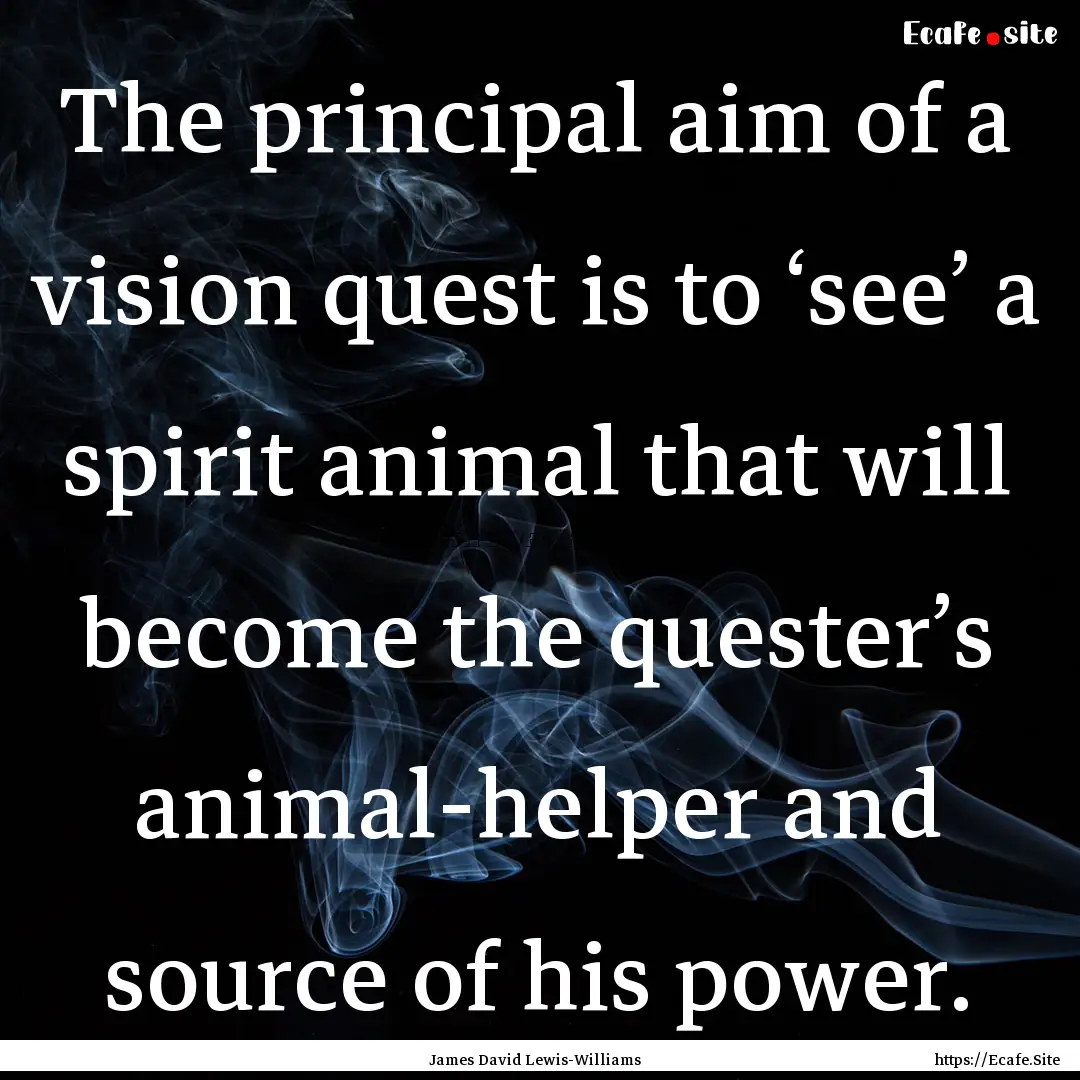 The principal aim of a vision quest is to.... : Quote by James David Lewis-Williams