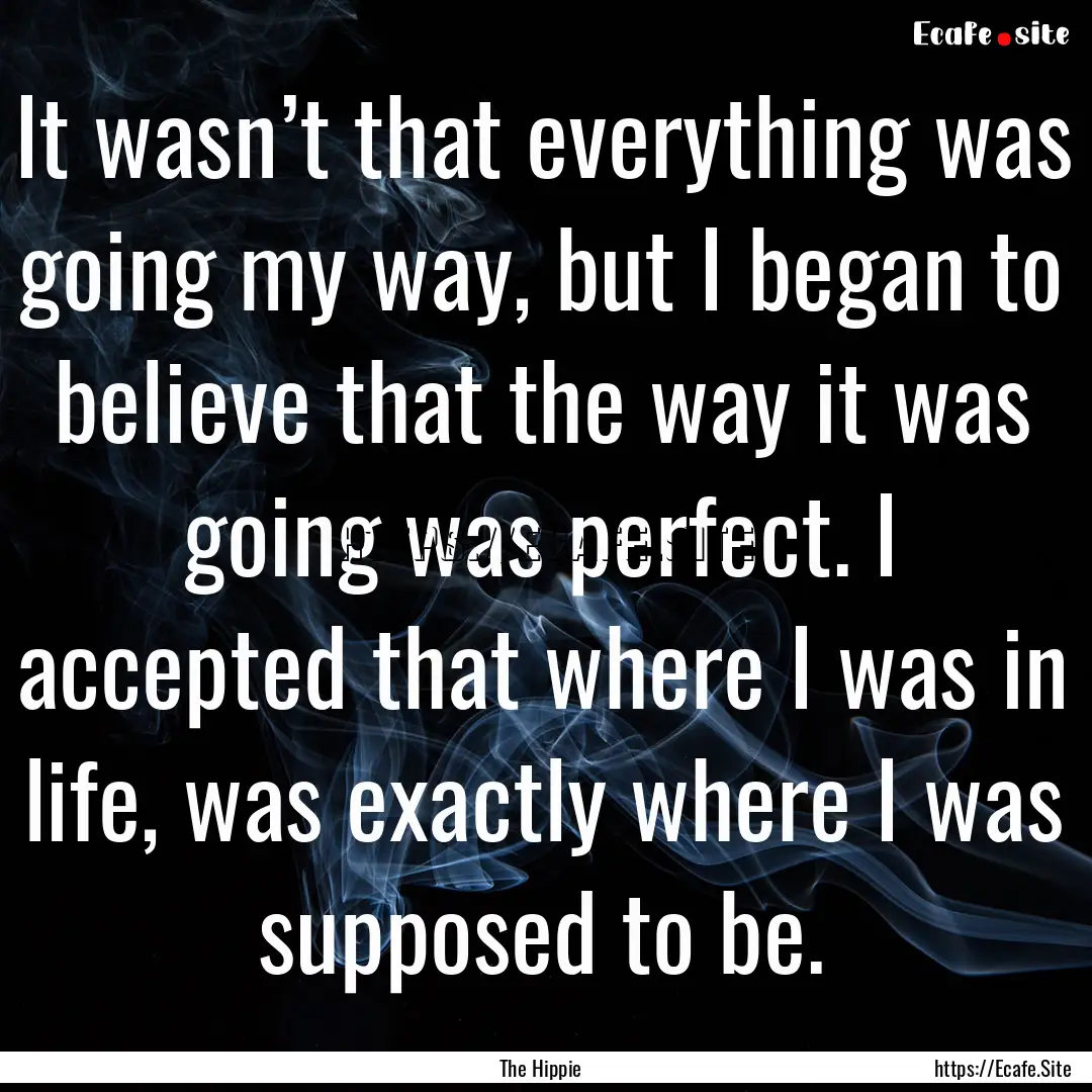 It wasn’t that everything was going my.... : Quote by The Hippie