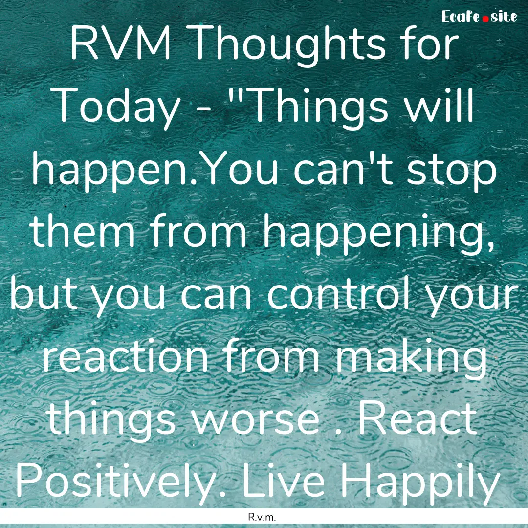 RVM Thoughts for Today - 