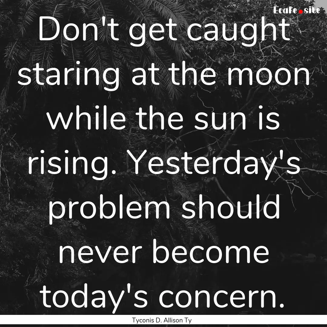 Don't get caught staring at the moon while.... : Quote by Tyconis D. Allison Ty