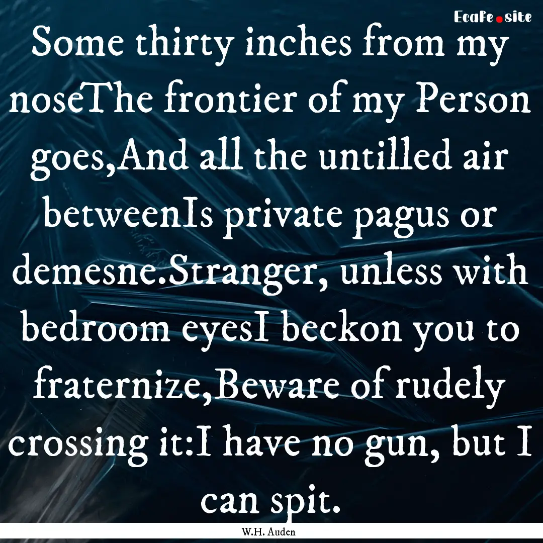 Some thirty inches from my noseThe frontier.... : Quote by W.H. Auden