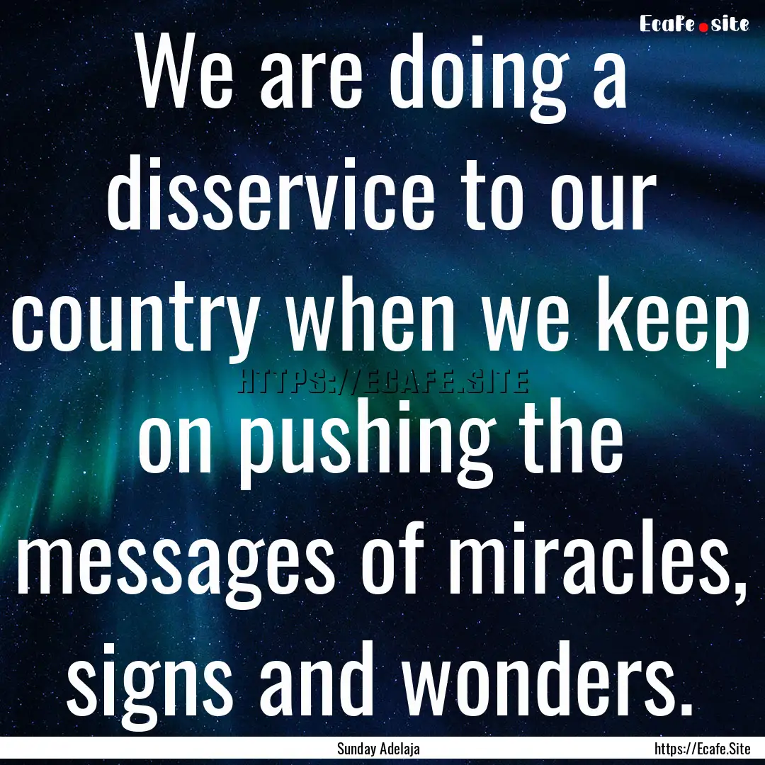 We are doing a disservice to our country.... : Quote by Sunday Adelaja