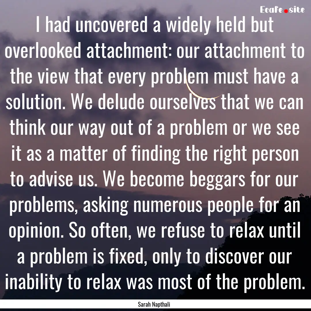 I had uncovered a widely held but overlooked.... : Quote by Sarah Napthali