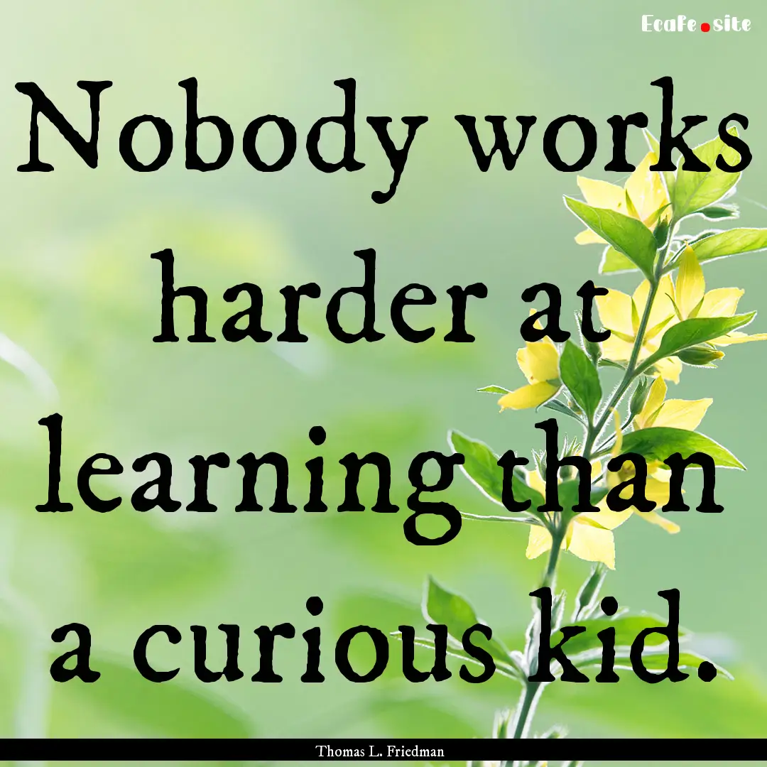 Nobody works harder at learning than a curious.... : Quote by Thomas L. Friedman