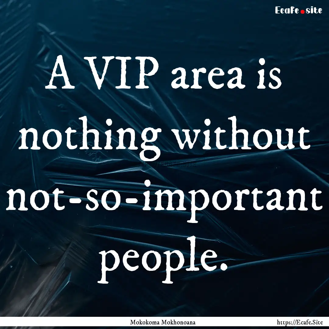 A VIP area is nothing without not-so-important.... : Quote by Mokokoma Mokhonoana