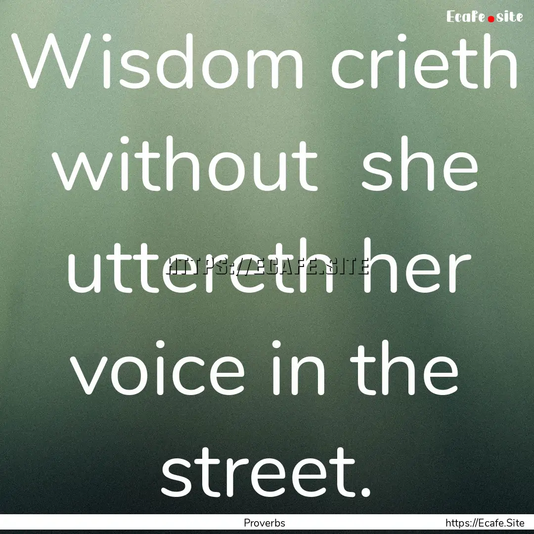 Wisdom crieth without she uttereth her voice.... : Quote by Proverbs