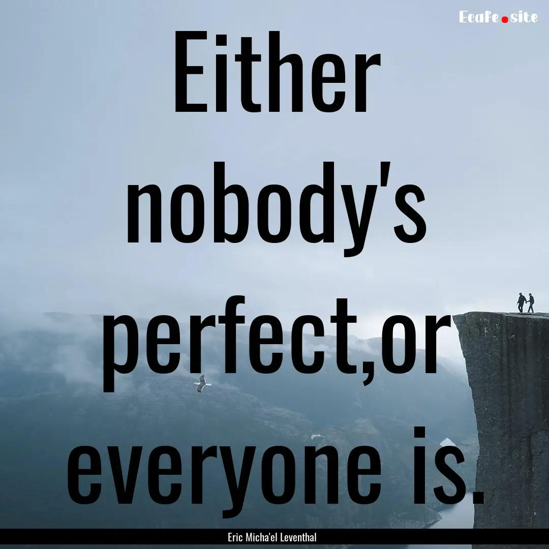 Either nobody's perfect,or everyone is. : Quote by Eric Micha'el Leventhal