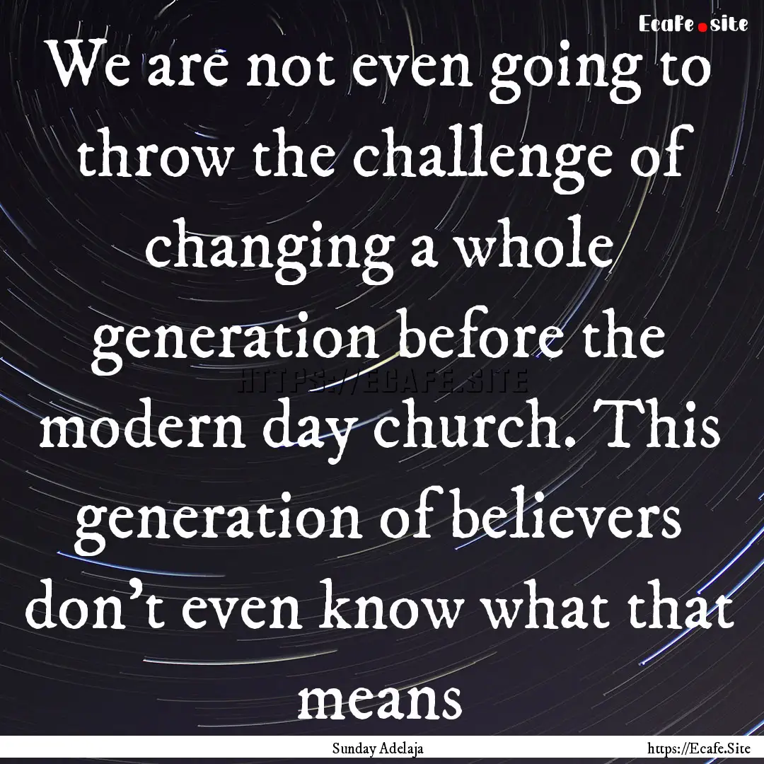 We are not even going to throw the challenge.... : Quote by Sunday Adelaja