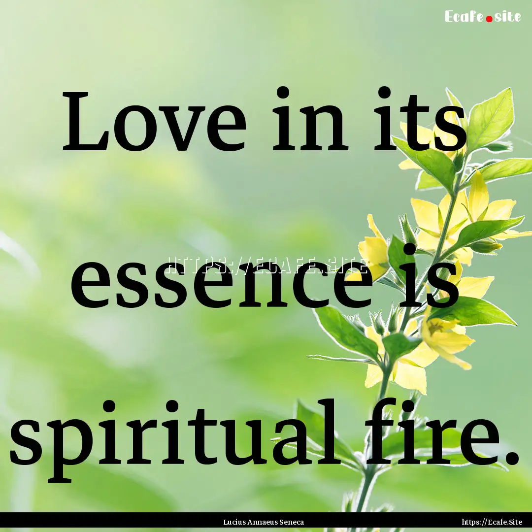 Love in its essence is spiritual fire. : Quote by Lucius Annaeus Seneca