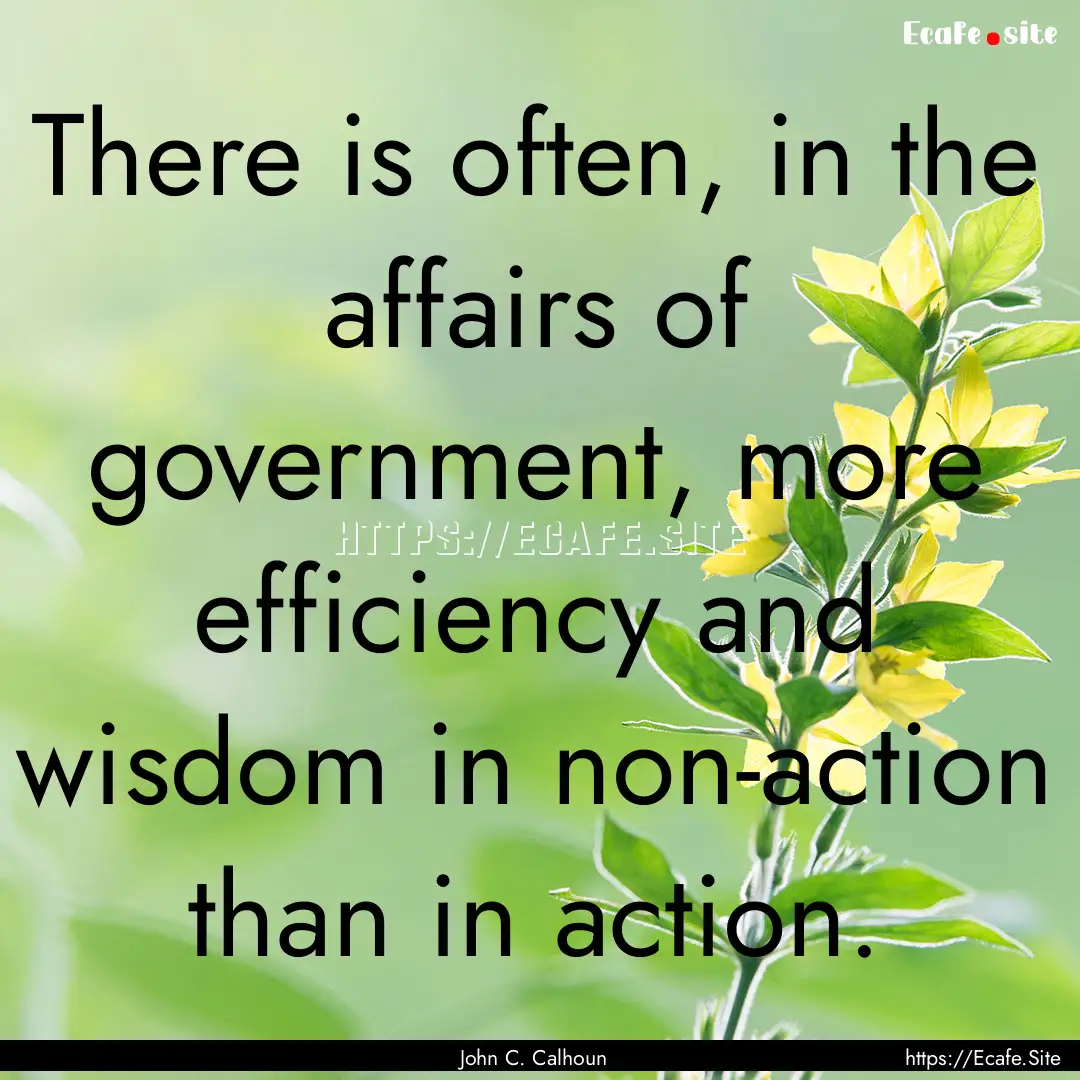 There is often, in the affairs of government,.... : Quote by John C. Calhoun