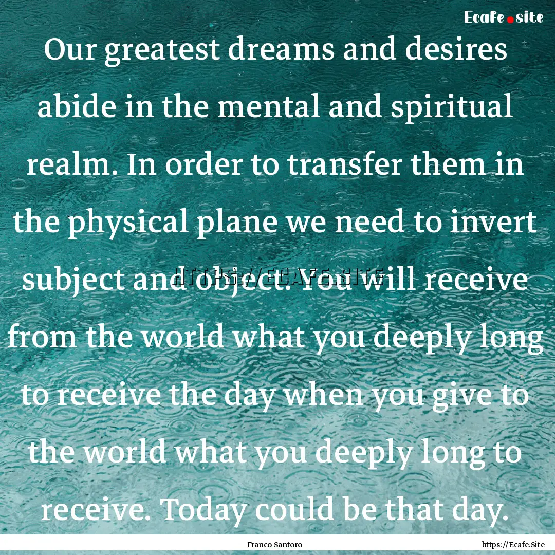 Our greatest dreams and desires abide in.... : Quote by Franco Santoro