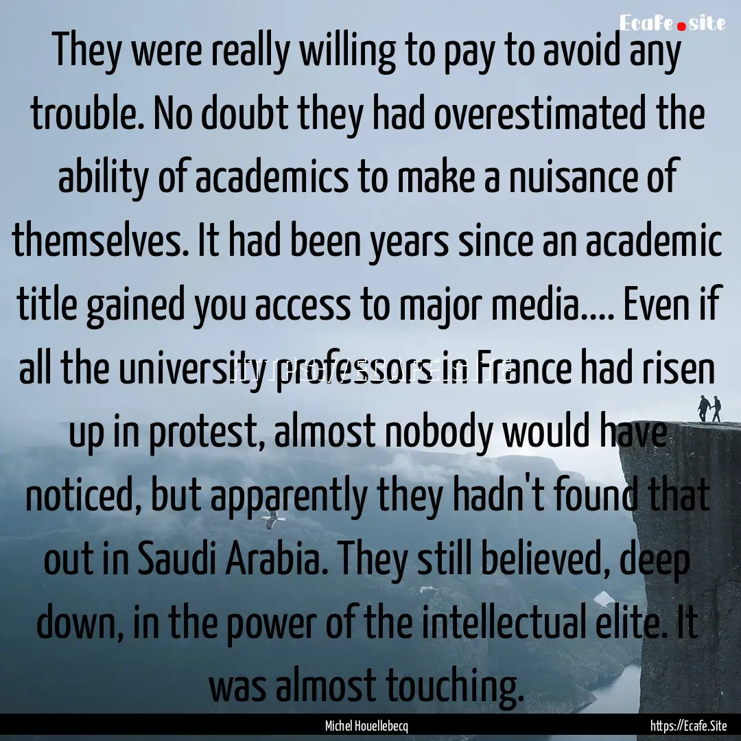 They were really willing to pay to avoid.... : Quote by Michel Houellebecq