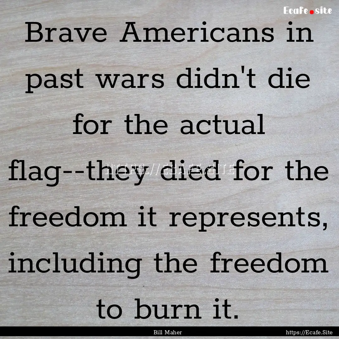 Brave Americans in past wars didn't die for.... : Quote by Bill Maher