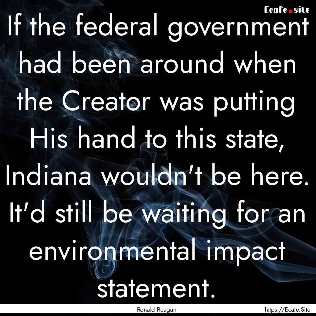 If the federal government had been around.... : Quote by Ronald Reagan