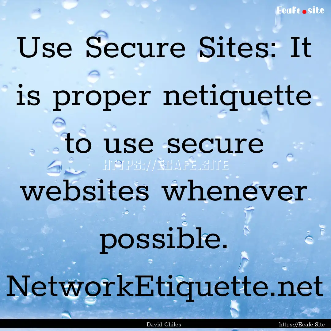 Use Secure Sites: It is proper netiquette.... : Quote by David Chiles