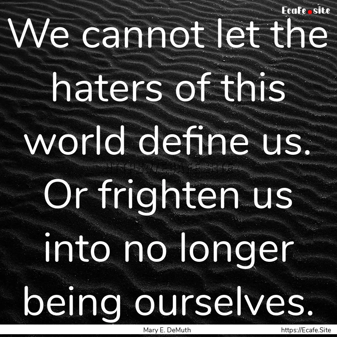 We cannot let the haters of this world define.... : Quote by Mary E. DeMuth