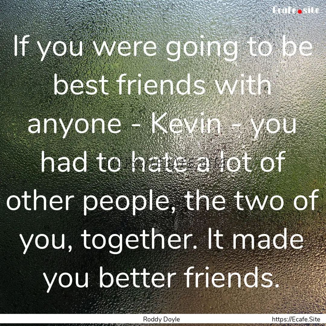 If you were going to be best friends with.... : Quote by Roddy Doyle