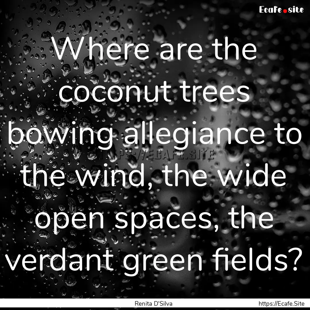 Where are the coconut trees bowing allegiance.... : Quote by Renita D'Silva