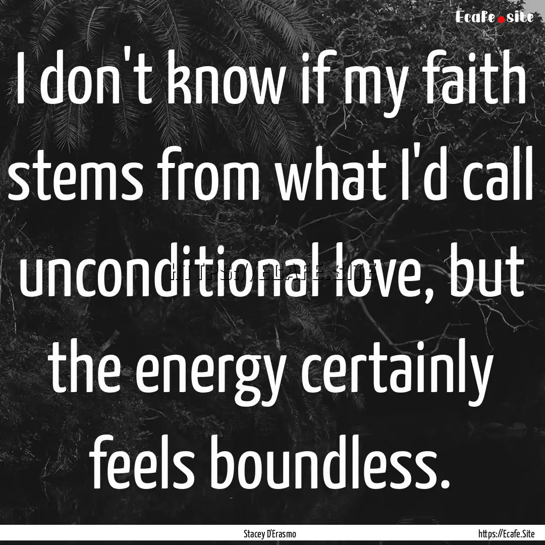 I don't know if my faith stems from what.... : Quote by Stacey D'Erasmo