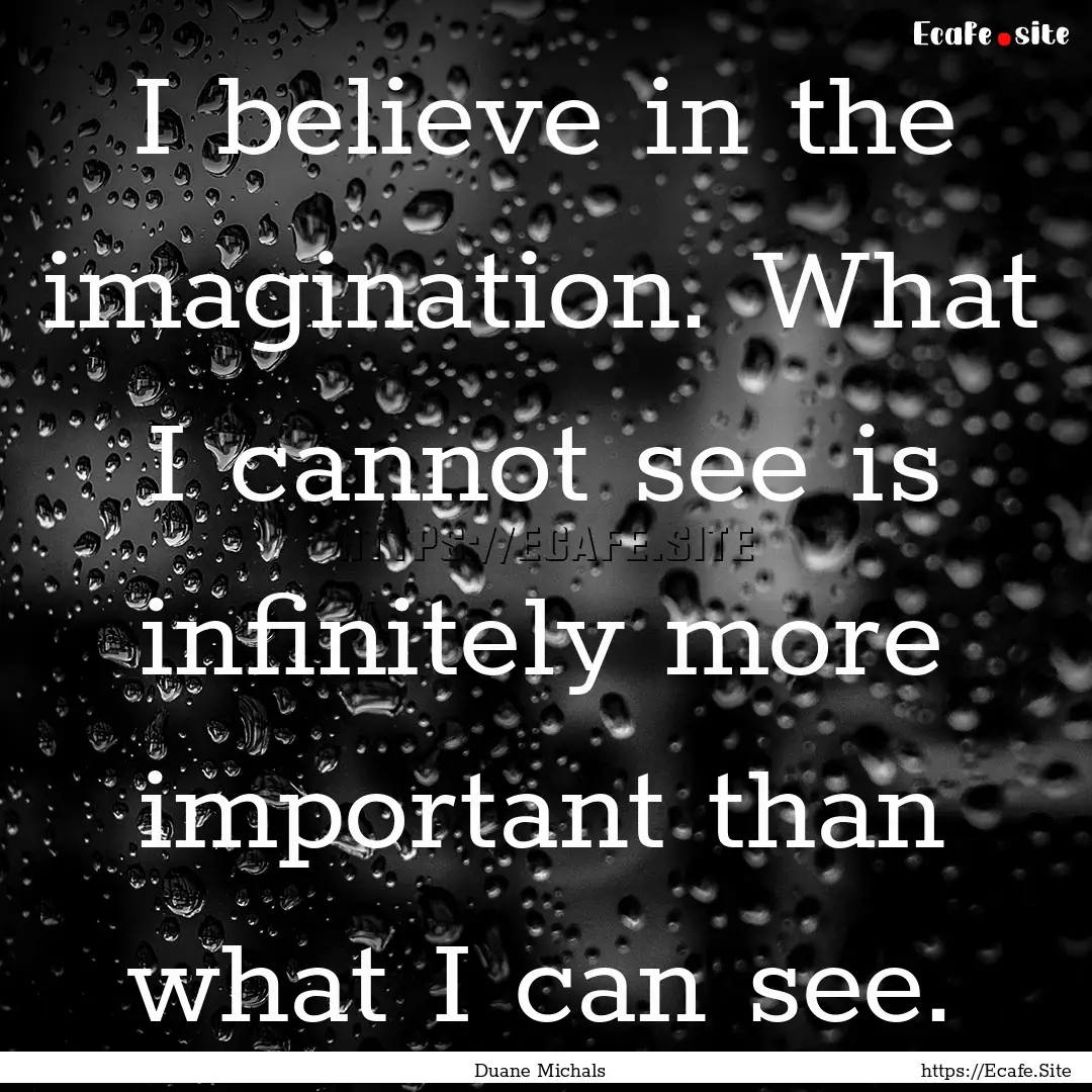 I believe in the imagination. What I cannot.... : Quote by Duane Michals