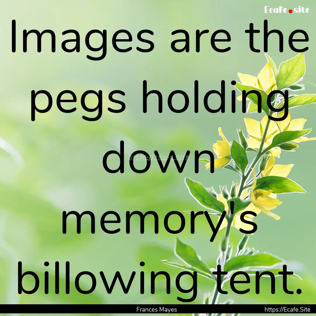 Images are the pegs holding down memory's.... : Quote by Frances Mayes