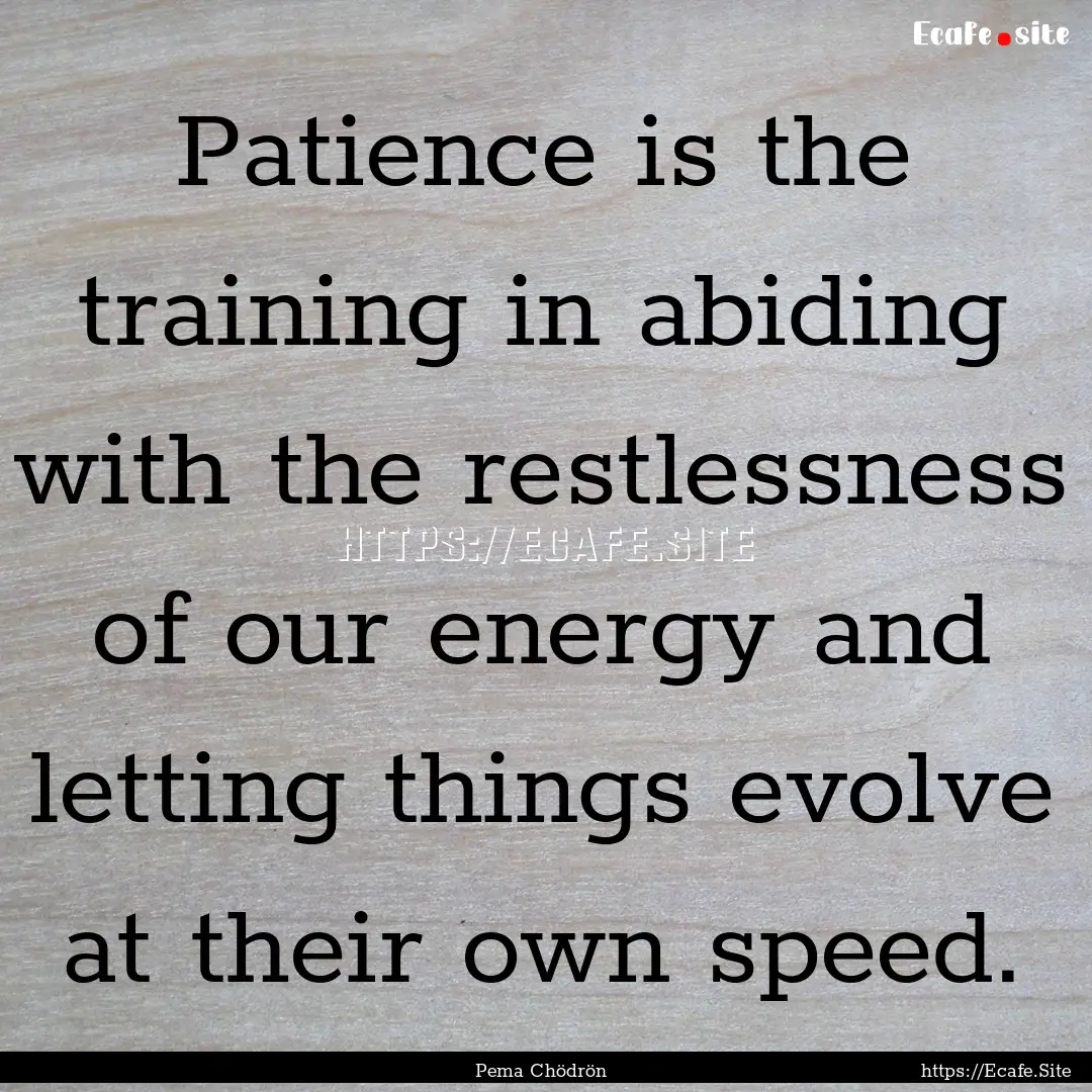 Patience is the training in abiding with.... : Quote by Pema Chödrön