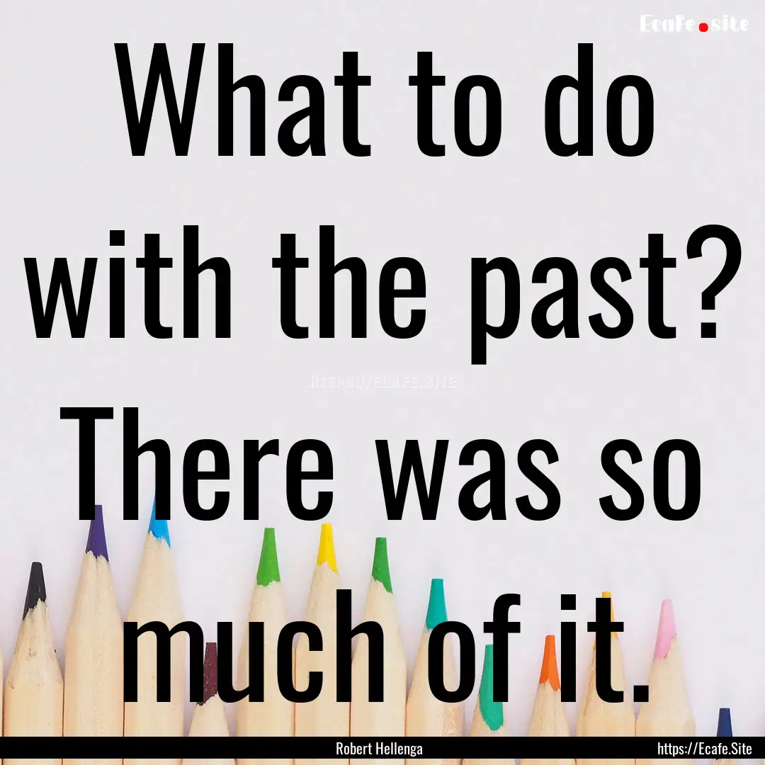 What to do with the past? There was so much.... : Quote by Robert Hellenga