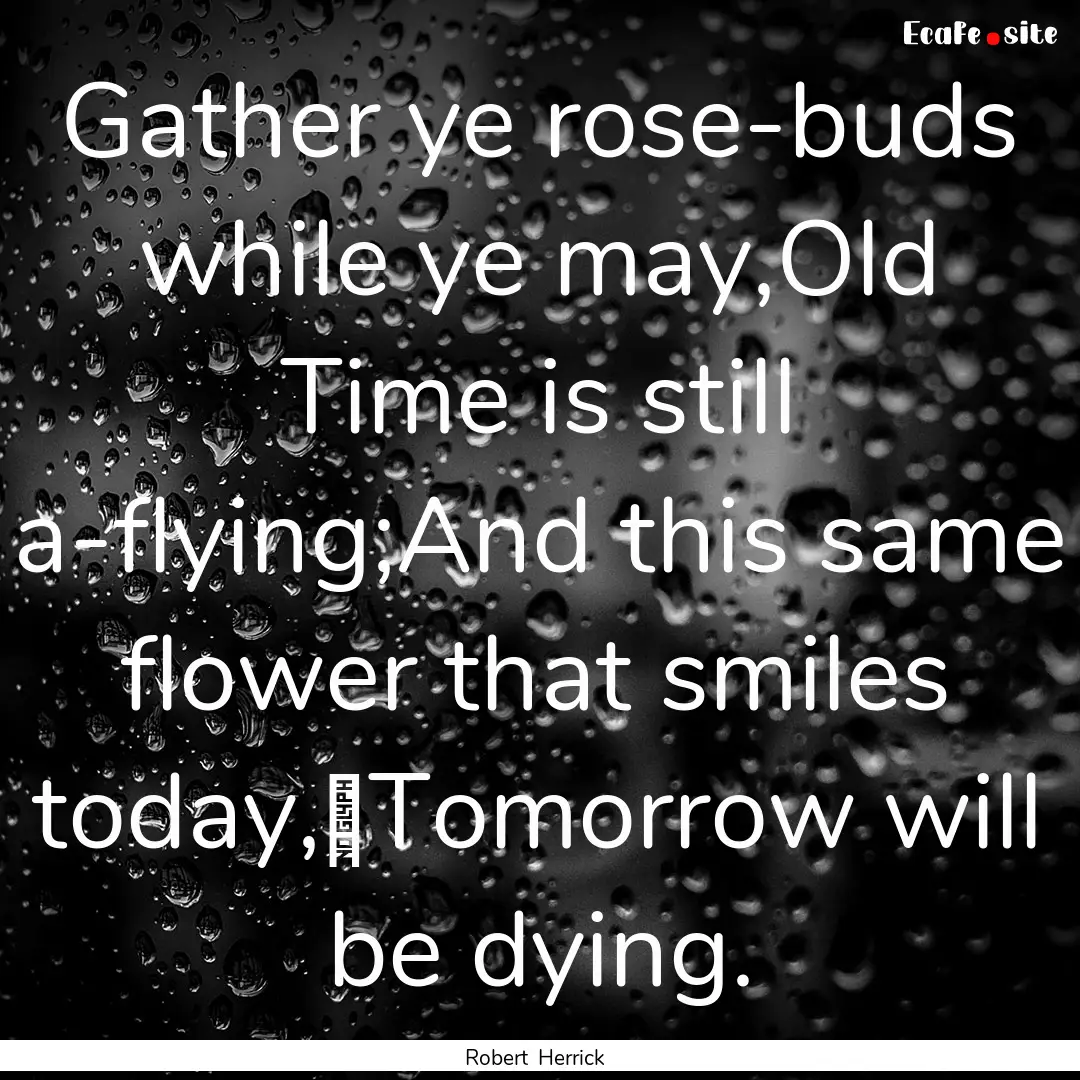 Gather ye rose-buds while ye may,Old Time.... : Quote by Robert Herrick