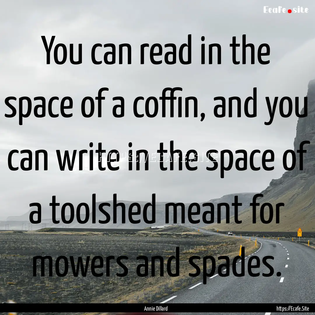 You can read in the space of a coffin, and.... : Quote by Annie Dillard