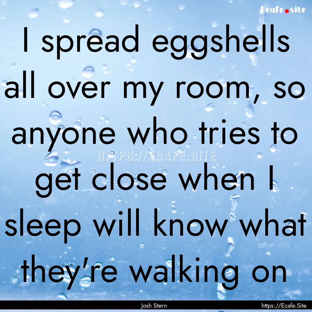 I spread eggshells all over my room, so anyone.... : Quote by Josh Stern